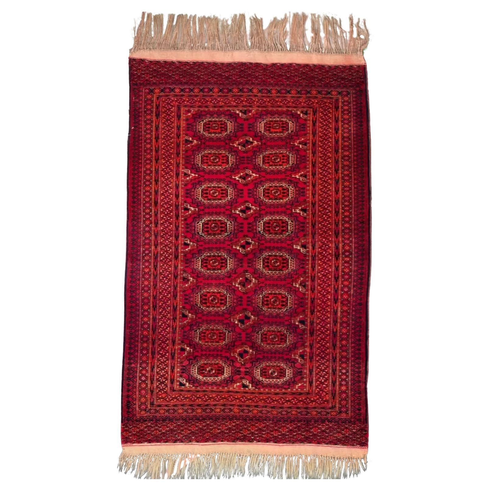 Persian Turkish Small Rug Circa 1910 - Wool - Black Ivory Red For Sale