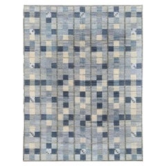 India Scandinavian Over Size Rug Circa 1990 - Wool Gray Ivory Design - 92614