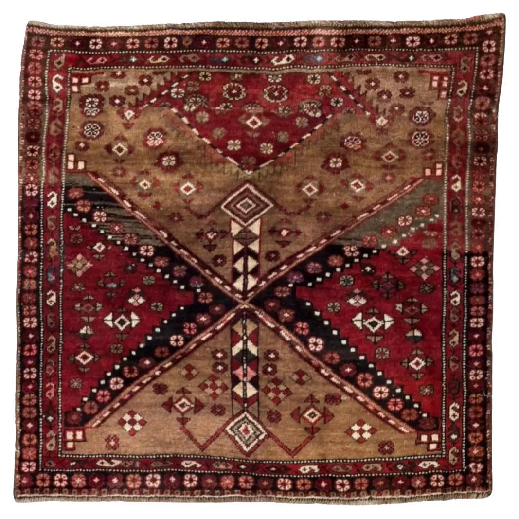 Persian Bijar Small Rug - Wool Brown Red Design - 96667