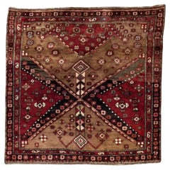 Persian Bijar Small Rug - Wool Brown Red Design - 96667