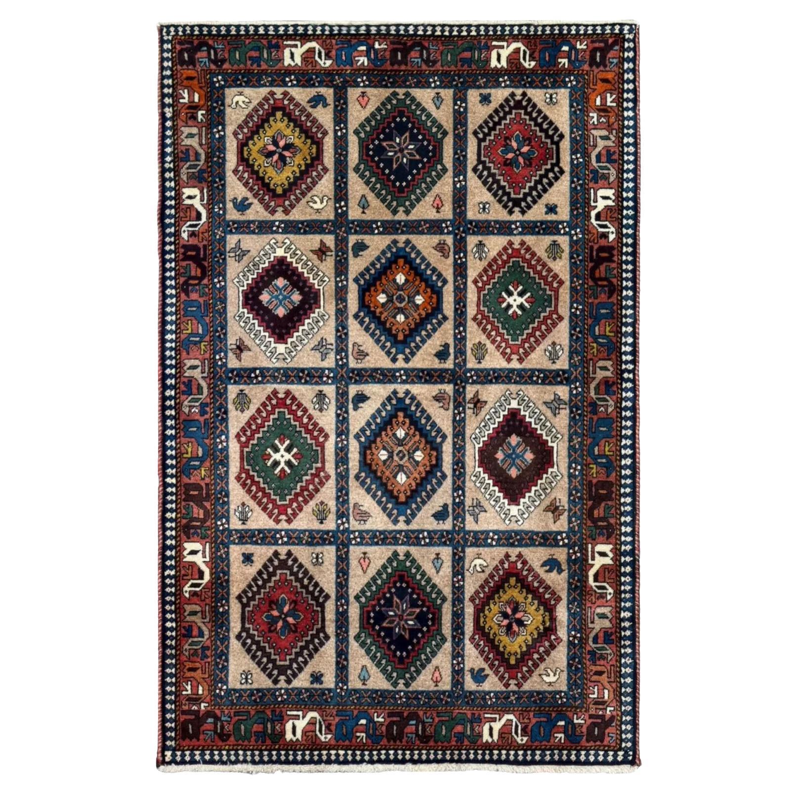 Tapis persan Shiraz Small - Laine Brown Taupe Design - 96739