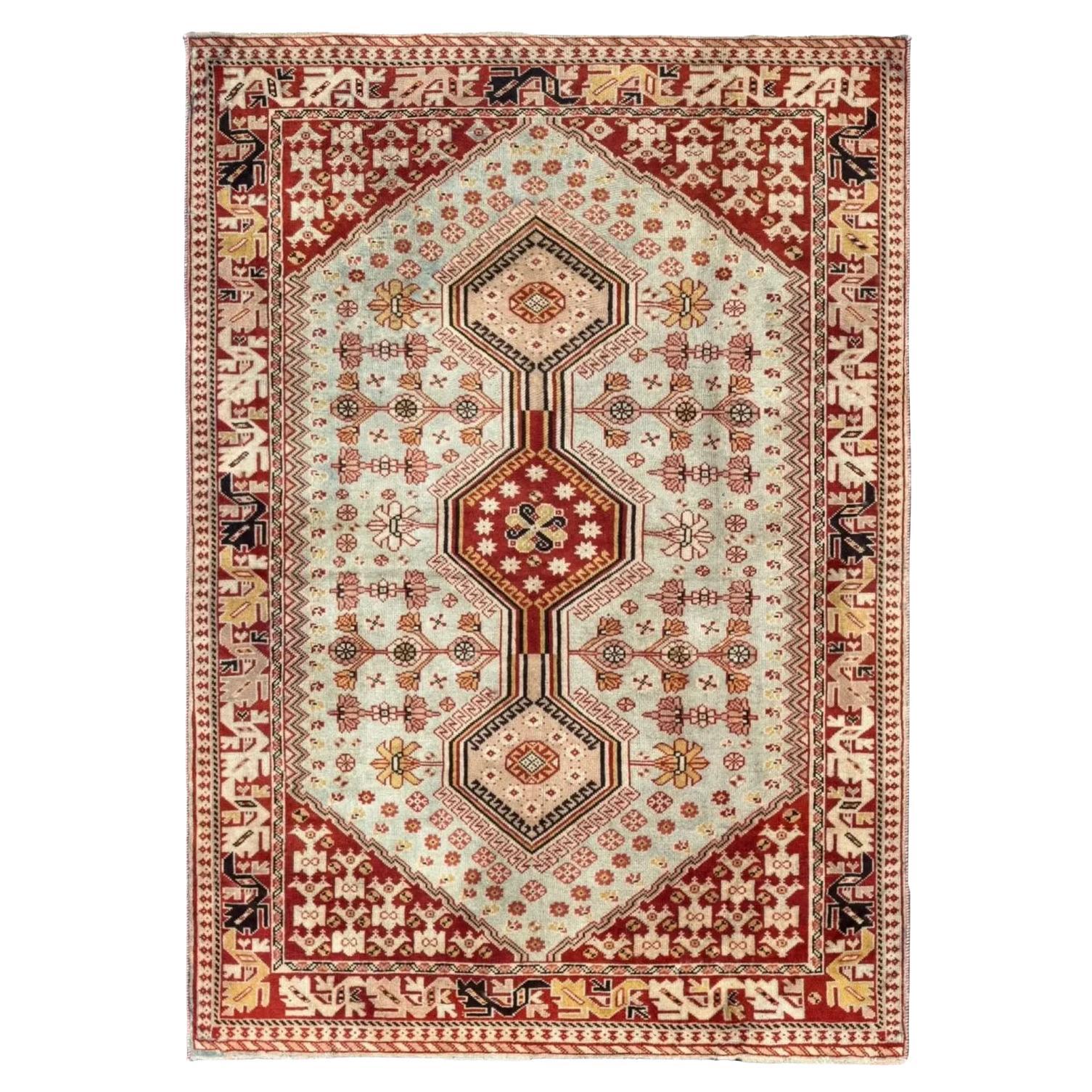 Tappeto persiano Shiraz Small - Lana Azzurro Rosso Design - 96759