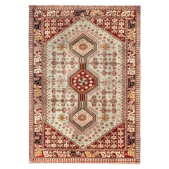 Tappeto persiano Shiraz Small - Lana Azzurro Rosso Design - 96759
