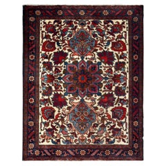 Persian Azerbaijan Small Rug - Wool Ivory Navy Blue Design