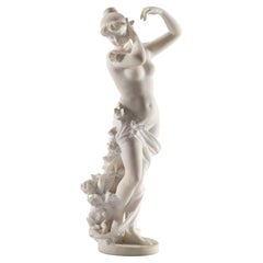 Statua in marmo italiano scolpito intitolata "Allegoria della primavera" di Pietro Barzanti