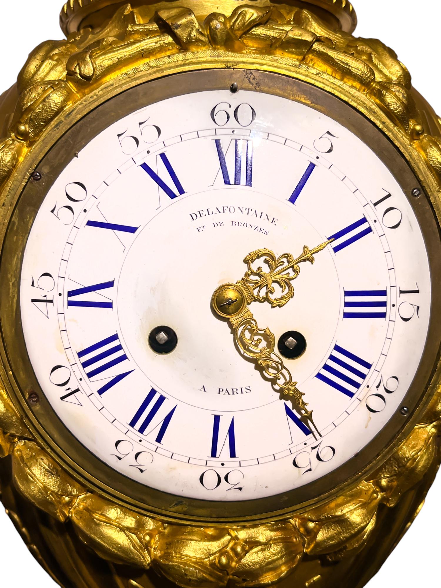 De La Fontaine Large Gilt & Patinated Bronze Clock of Astronomy and Geography For Sale 7