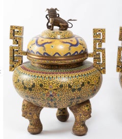 Monumental Cloisonné Enamel Censers