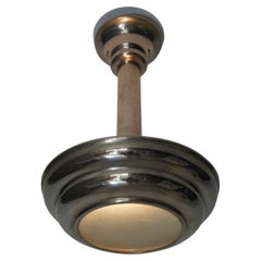 Art Deco Glass and Chrome Ceiling Lamp, 1930s, France