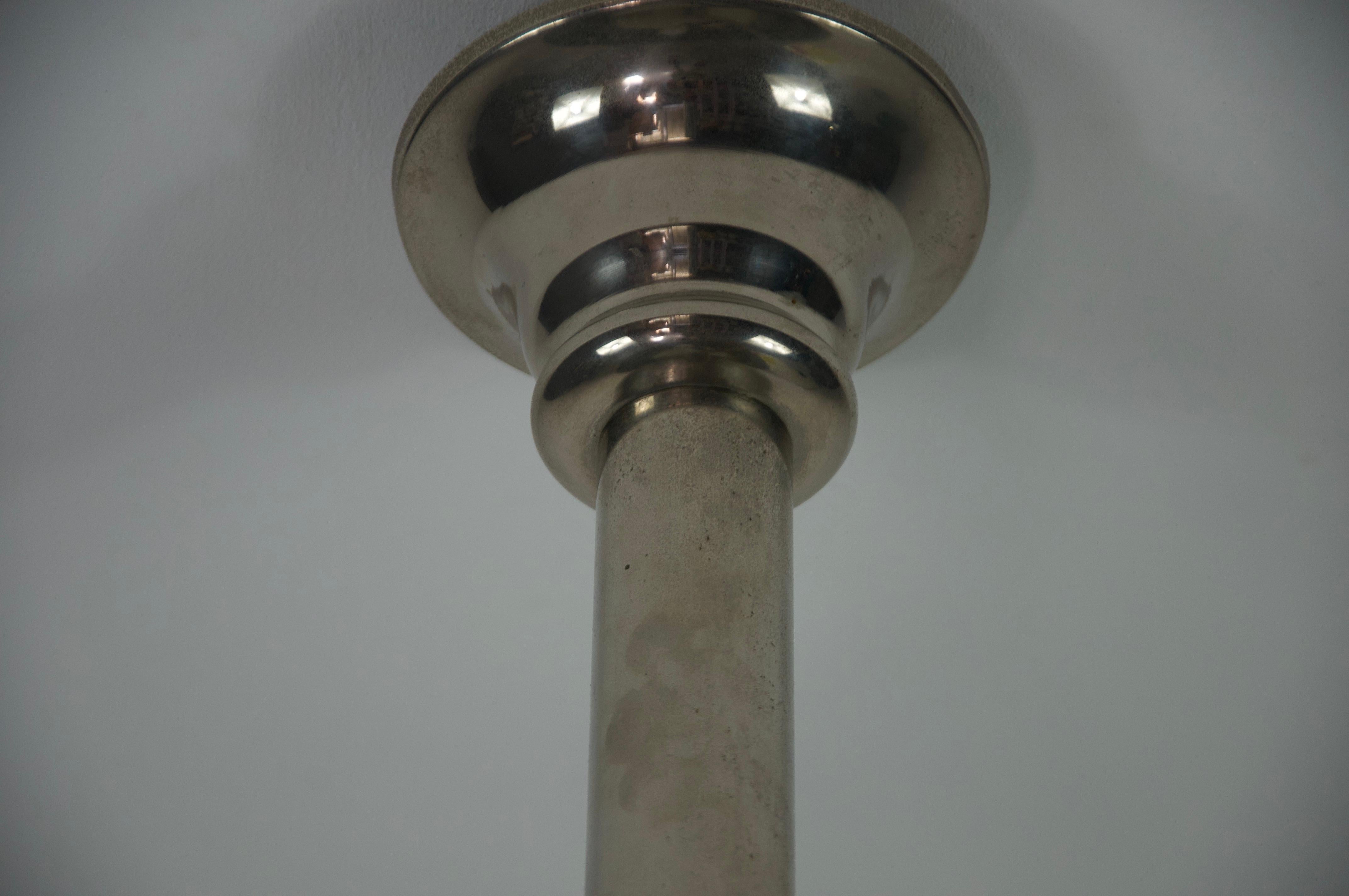 Lampada da soffitto in vetro e cromo Art Deco, anni '30, Francia in vendita 5