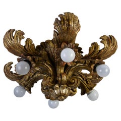 Lampe d'applique florale en métal doré de style florentin, signée CN Firenze, années 1960, Italie