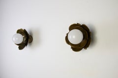 Pair of Gilt Metal Flower Wall Lamps by Hans Kögl, 1960s, Germany