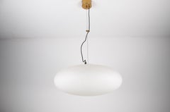 Lustre en laiton et verre Stilnovo du milieu du siècle, années 1950, Italie