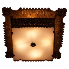 Rare Art Deco Copper and Acrylic Glass Flush Mount, 1930s, Germany