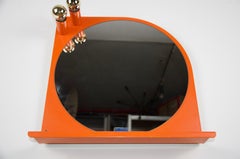 Round Orange Illuminated Wall Mirror, Germany, 1970s