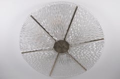 Large Art Deco Metal and Glass Flush Mount, 1940s, Germany