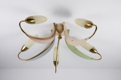 Mid-Century Brass and Glass 5-Arm Sputnik Chandelier, 1960s, Germany