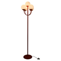 Midcentury Red and Opaline Glass Floor Lamp by Kaiser, 1960s, Germany