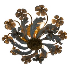 Florentine-Style Gilt Metal Flower Flush Mount, Germany, 1960s