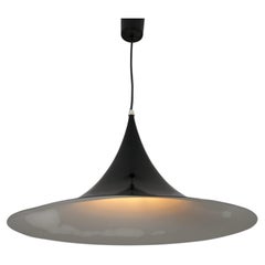 Black Round Pendant Lamp by Fog & Mørup, 1970s