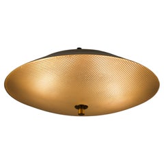 Round Mid-Century Brass and Glass Flush Mount by Stilnovo, Italy, 1960s