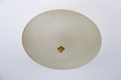Round Mid-Century Brass and Glass Flush Mount by Stilnovo, Italy, 1960s
