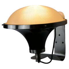 Italian Mid-Century Metal and Ribbed Glass Wall Lamp, 1960s