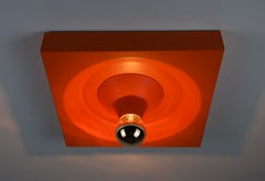 Red Flush Mount or Wall Lamp by Klaus Hempel for Kaiser Leuchten, 1970s