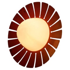 Red Sunburst Metal and Opaline Glass Wall Lamp, Germany, 1960s