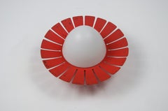 Red Sunburst Metal and Opaline Glass Wall Lamp, Germany, 1960s