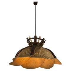 Woven Rattan and Bentwood Pendant Lamp, Germany, 1960s