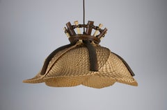 Woven Rattan and Bentwood Pendant Lamp, Germany, 1960s