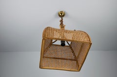 Midcentury Brass and Bamboo Pendant Lamp, Italy, 1960s