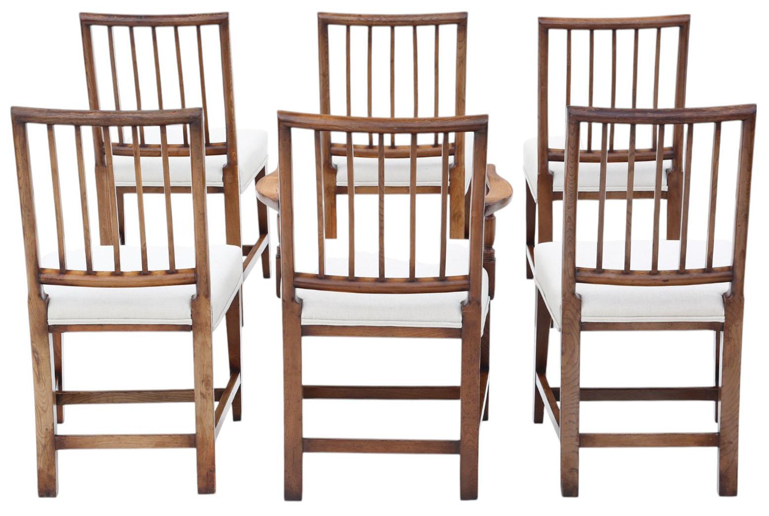 Ensemble de 6 chaises de cuisine et de salle à manger anciennes en orme du début du 19e siècle - Haute qualité, original, rare

Un ensemble rare et très recherché de six chaises originales en orme du début du XIXe siècle, au design élégant et