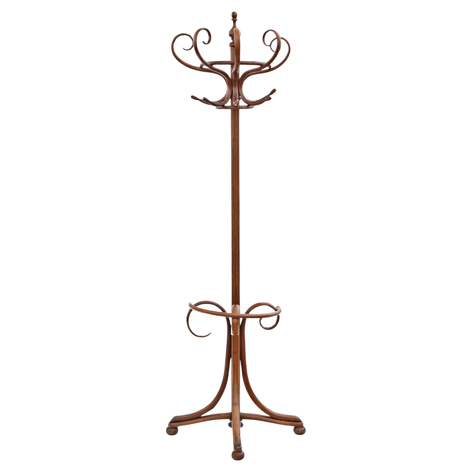 Ancien c.1900 Large Bentwood Coat & Hat Stand Quality Hall Rack, Wall-Standing