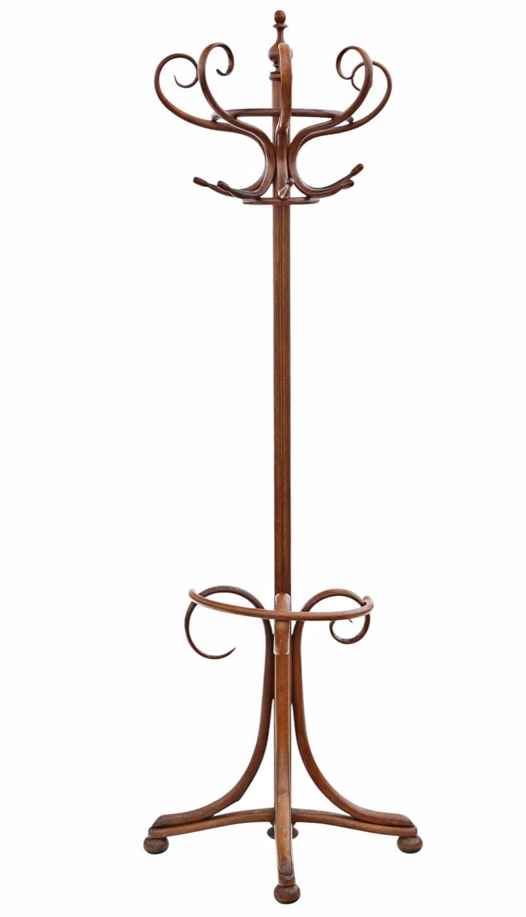 Ancien c.1900 Large Bentwood Coat & Hat Stand Quality Hall Rack, Wall-Standing en vente 1