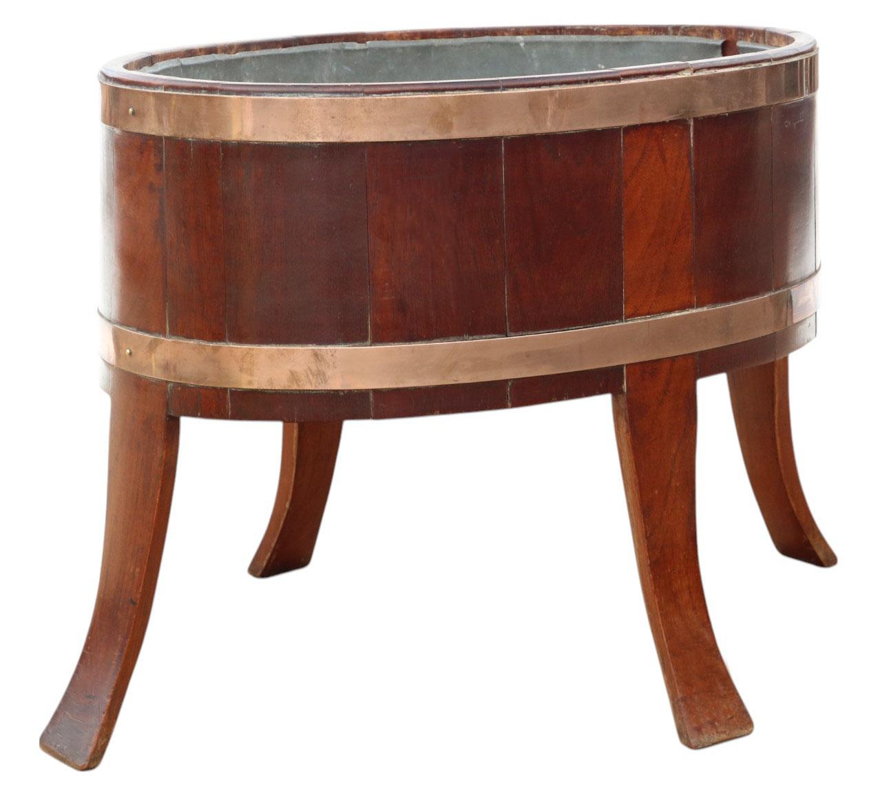 Antiker georgianischer Mahagoni & Messing Weinkühler, Pflanzgefäß oder Holzkorb um 1800 im Zustand „Gut“ im Angebot in Wisbech, Cambridgeshire