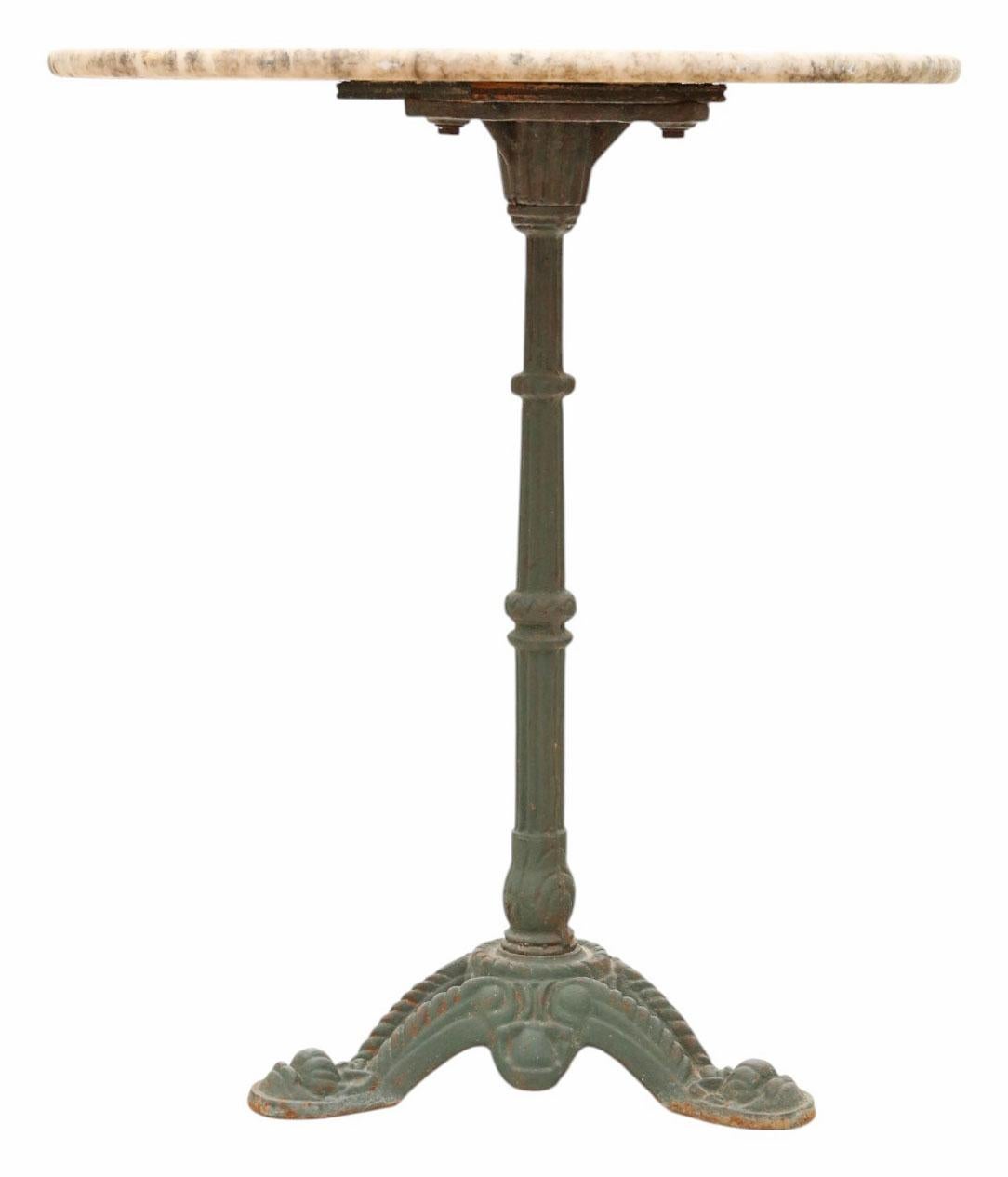 Table de bistrot ancienne en marbre et fonte de 1900 - Table de cuisine ou de jardin Bon état - En vente à Wisbech, Cambridgeshire
