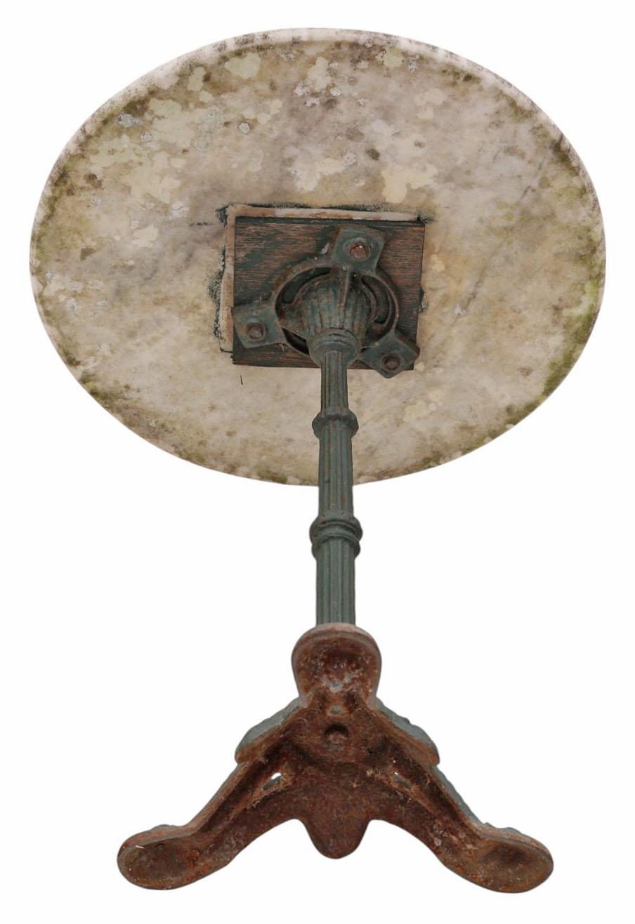 Table de bistrot ancienne en marbre et fonte de 1900 - Table de cuisine ou de jardin en vente 2