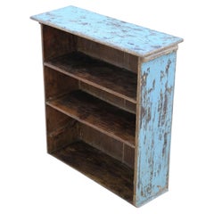 Antique 19th Century Distressed Blue Painted bookcase – Shelving