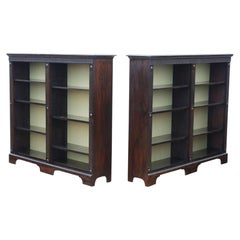 Quality Pair of Antique Adjustable Oak Bookcases Display Shelves London