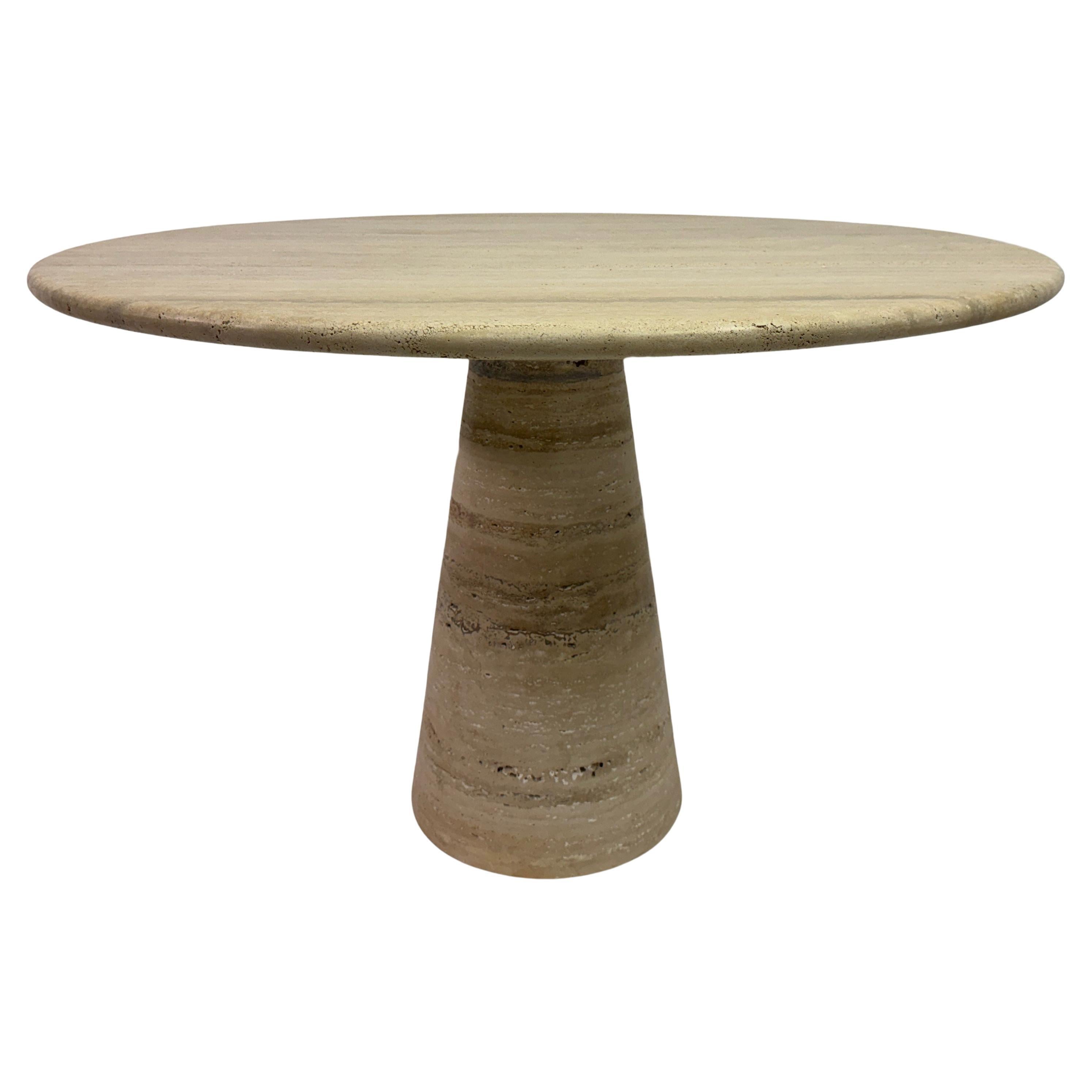 Round Italian Travertine Dining Table