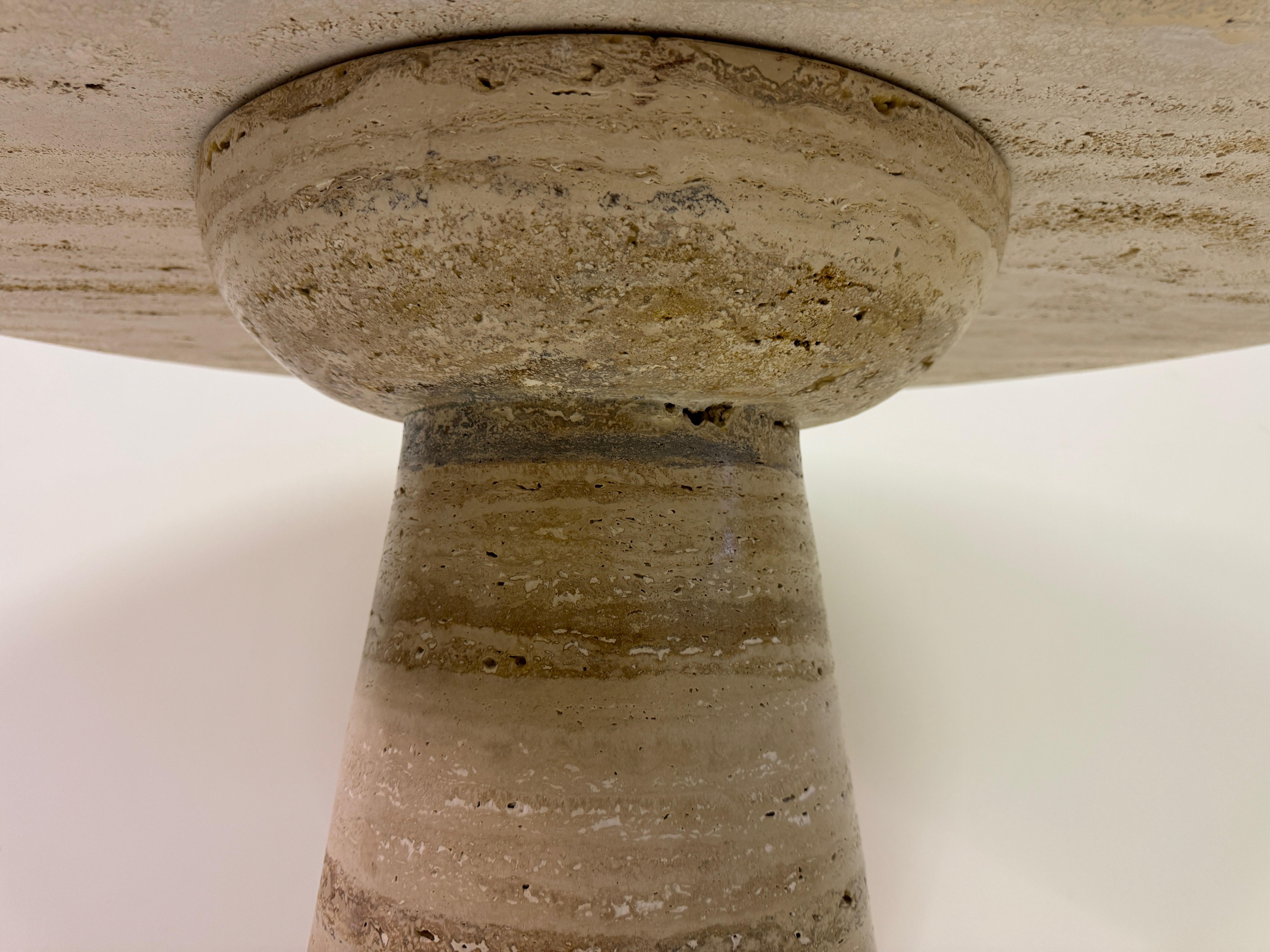 Round Italian Travertine Dining Table For Sale 2