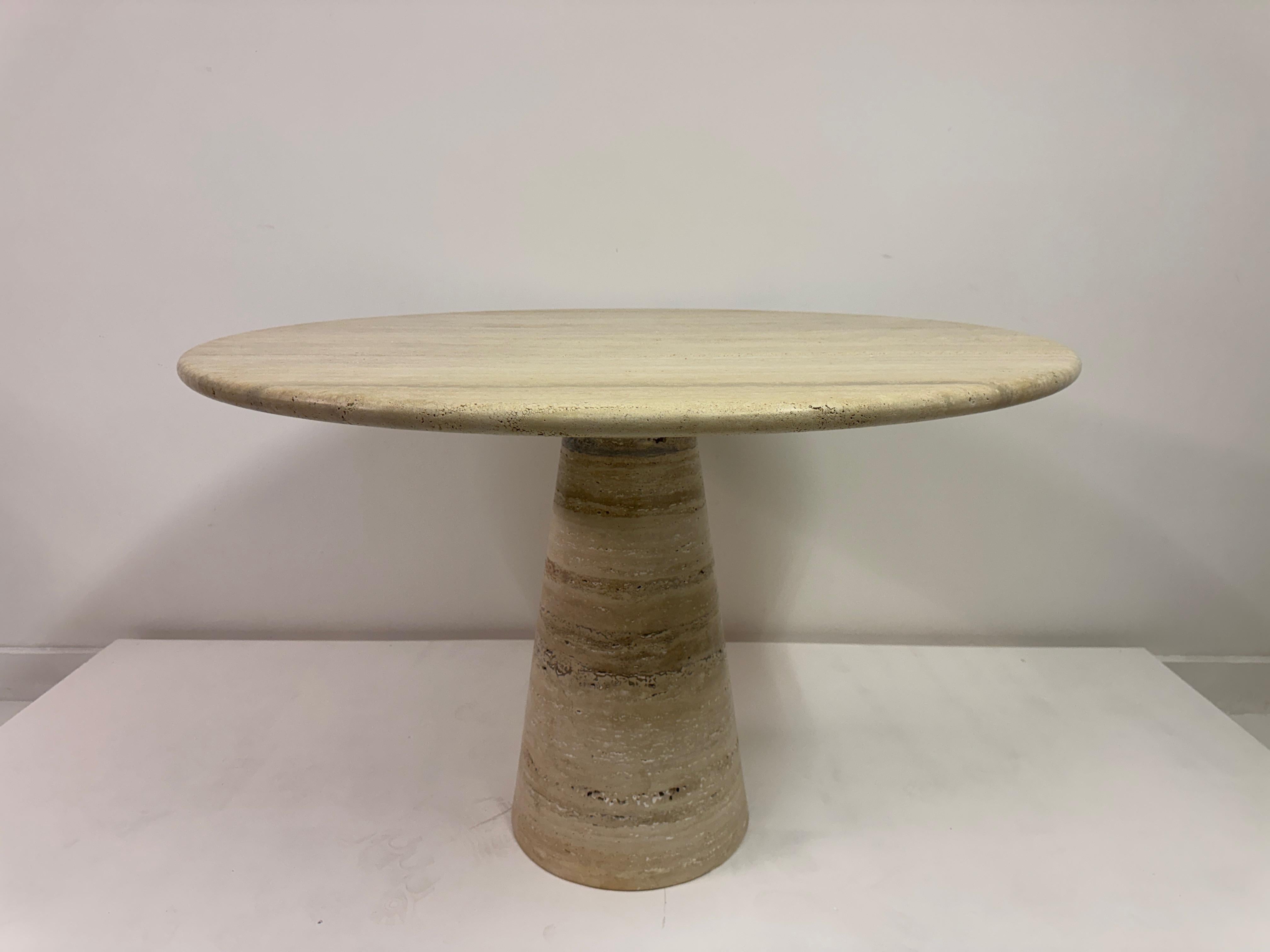 Round Italian Travertine Dining Table For Sale 6