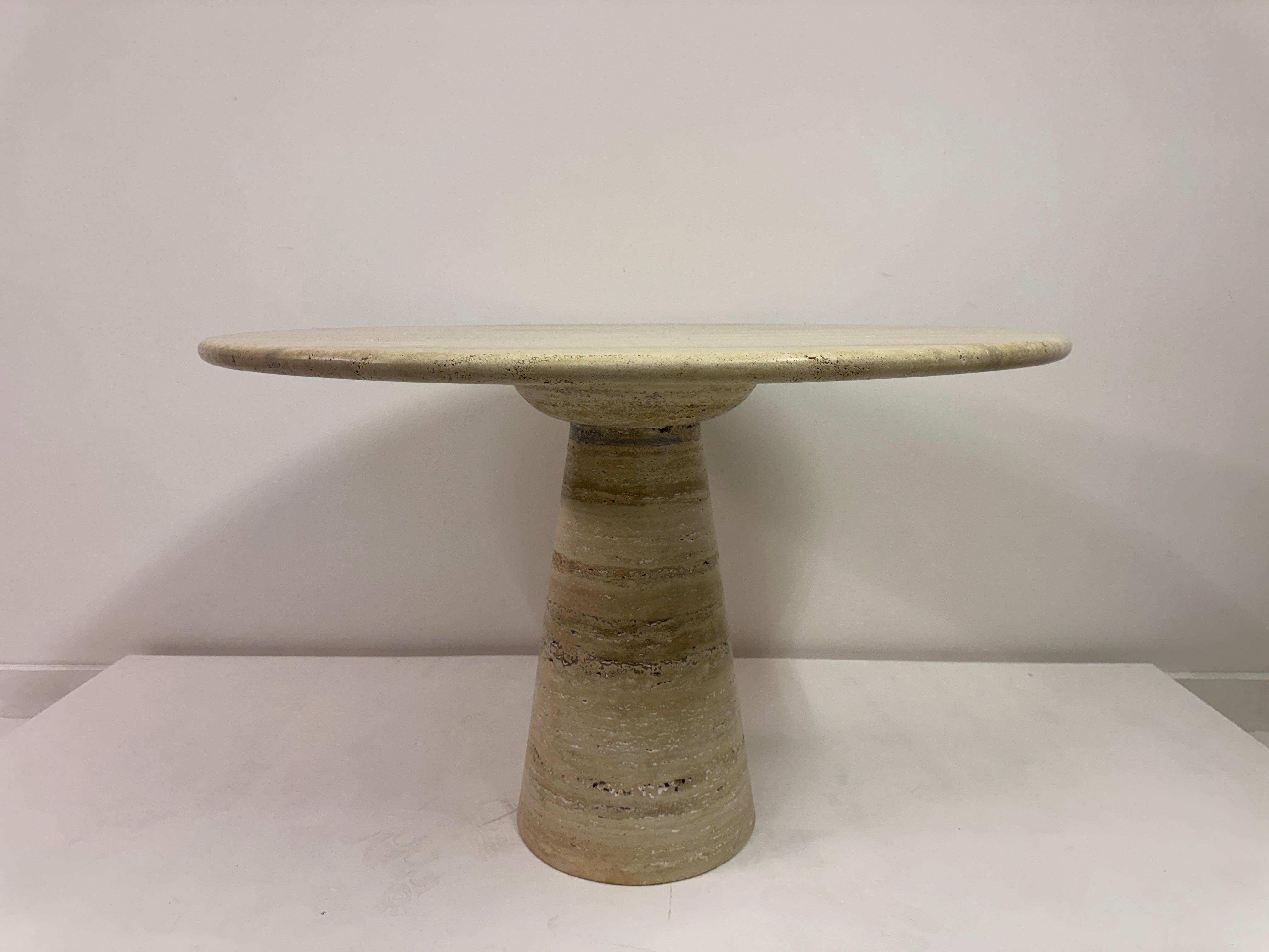 Round Italian Travertine Dining Table For Sale 7