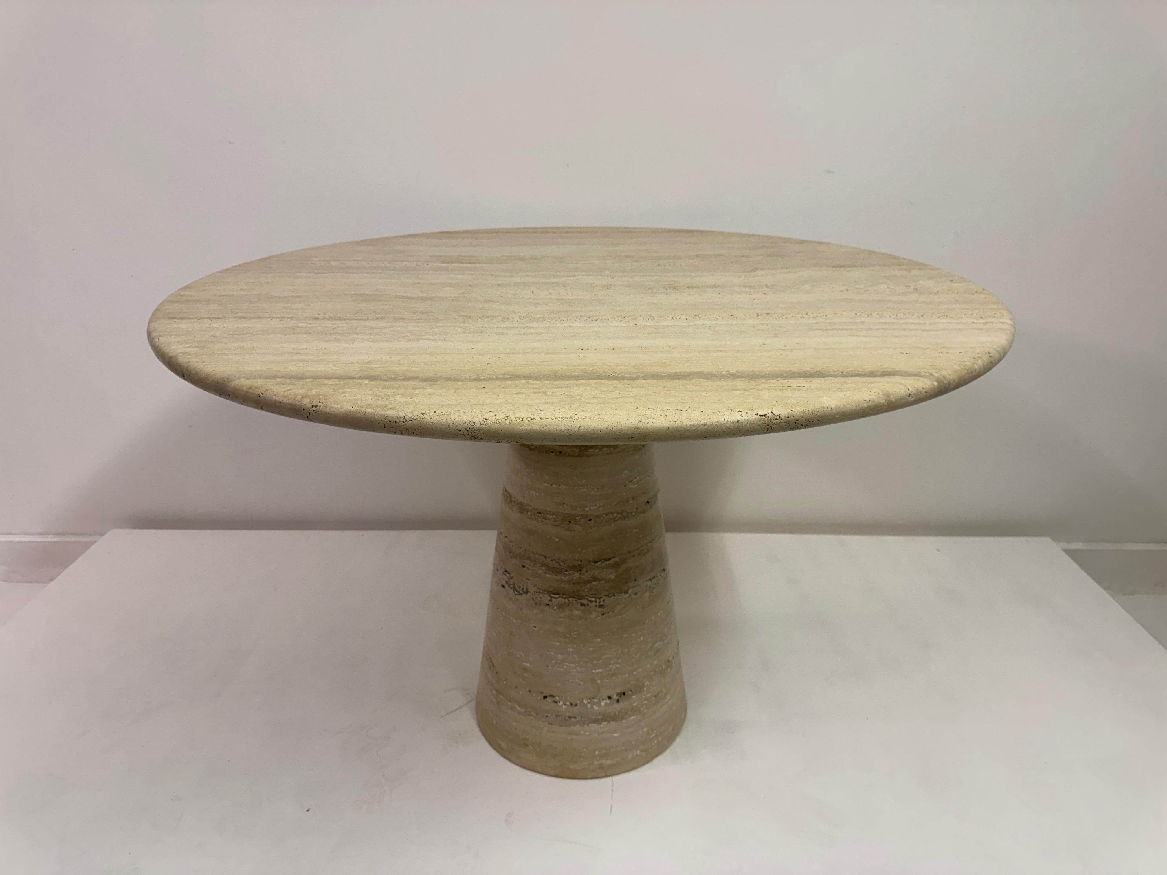 Round Italian Travertine Dining Table For Sale 5