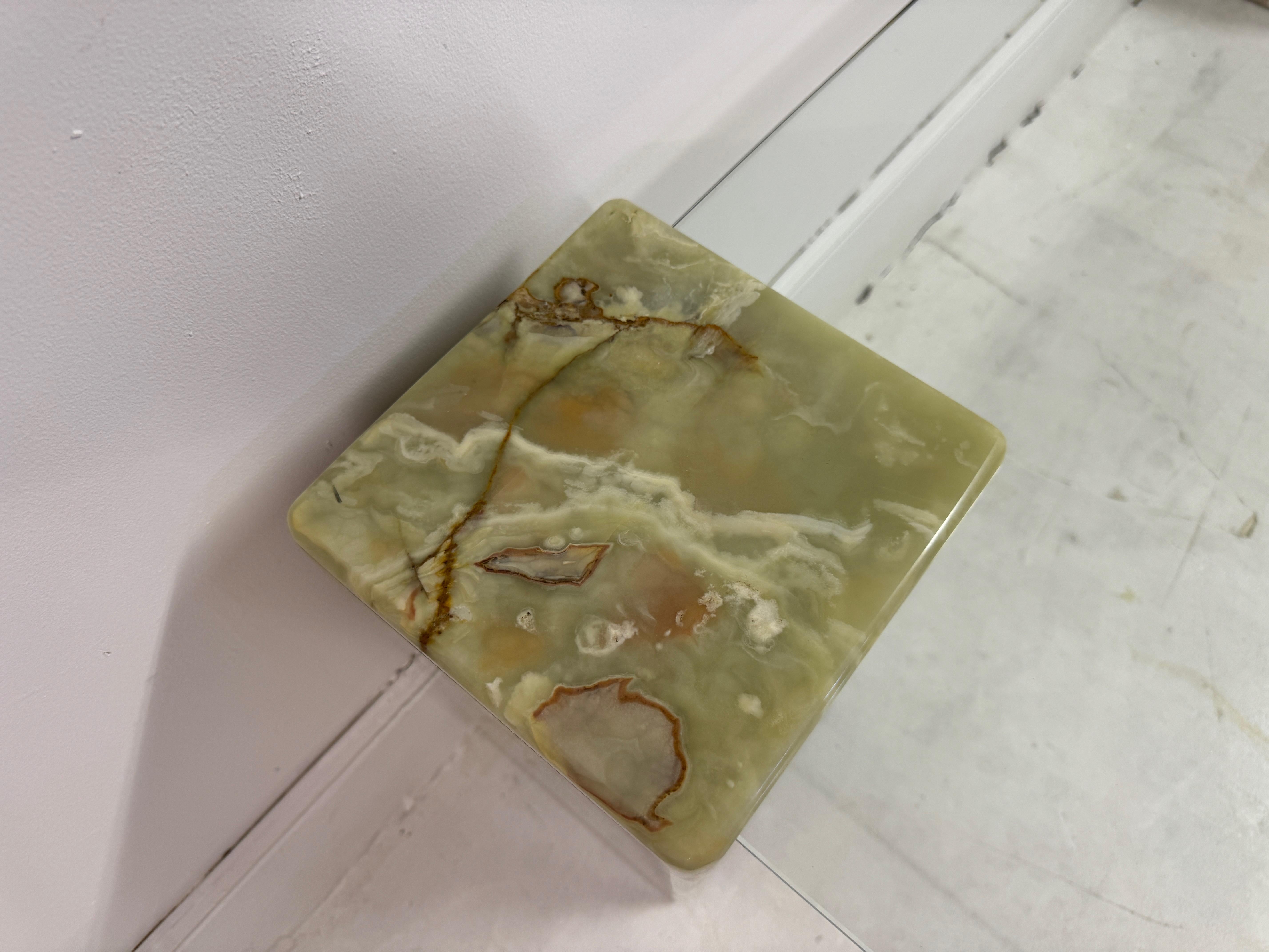 Large 1980s Onyx and Glass Coffee Table For Sale 4