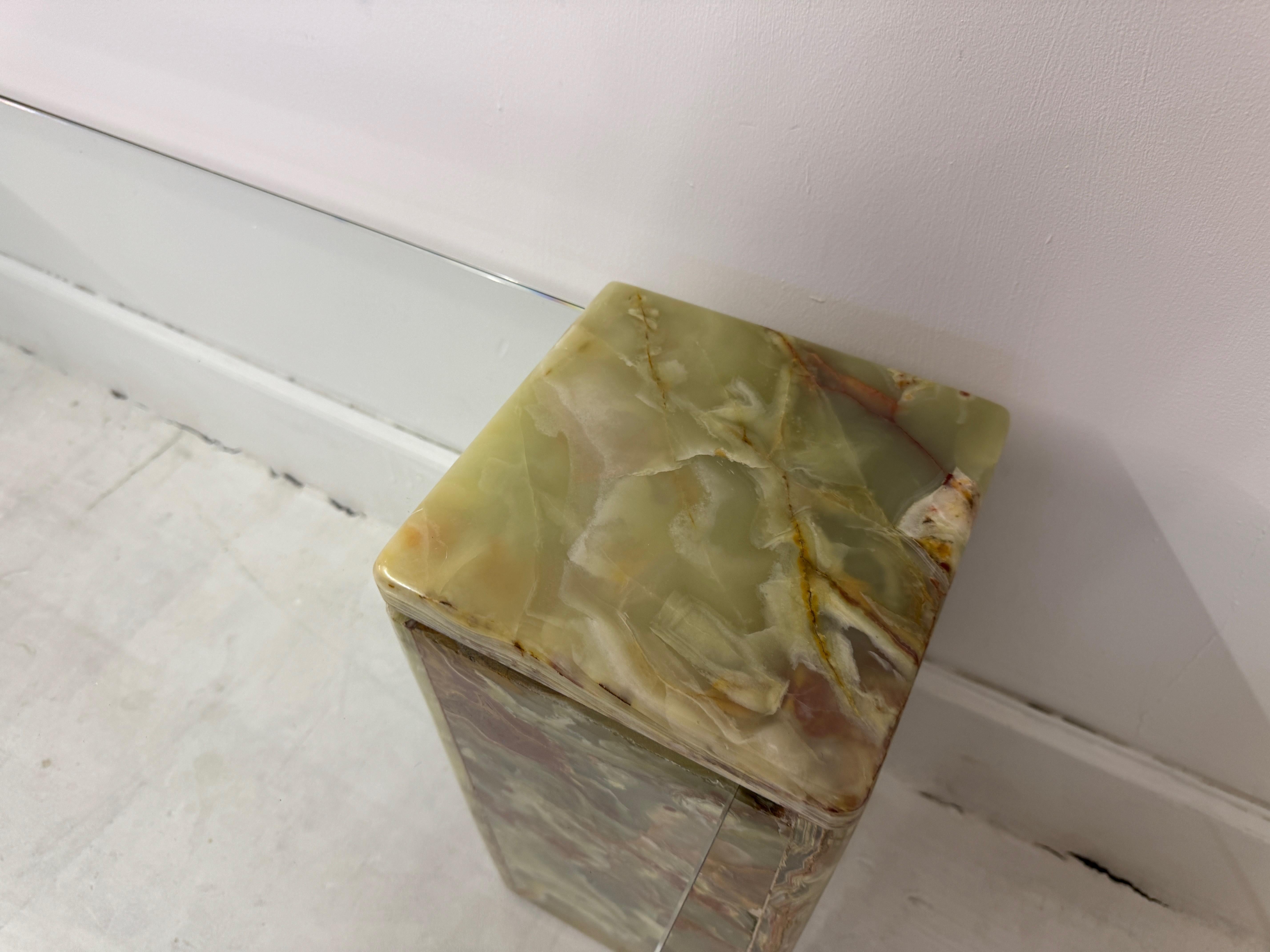 Large 1980s Onyx and Glass Coffee Table For Sale 6
