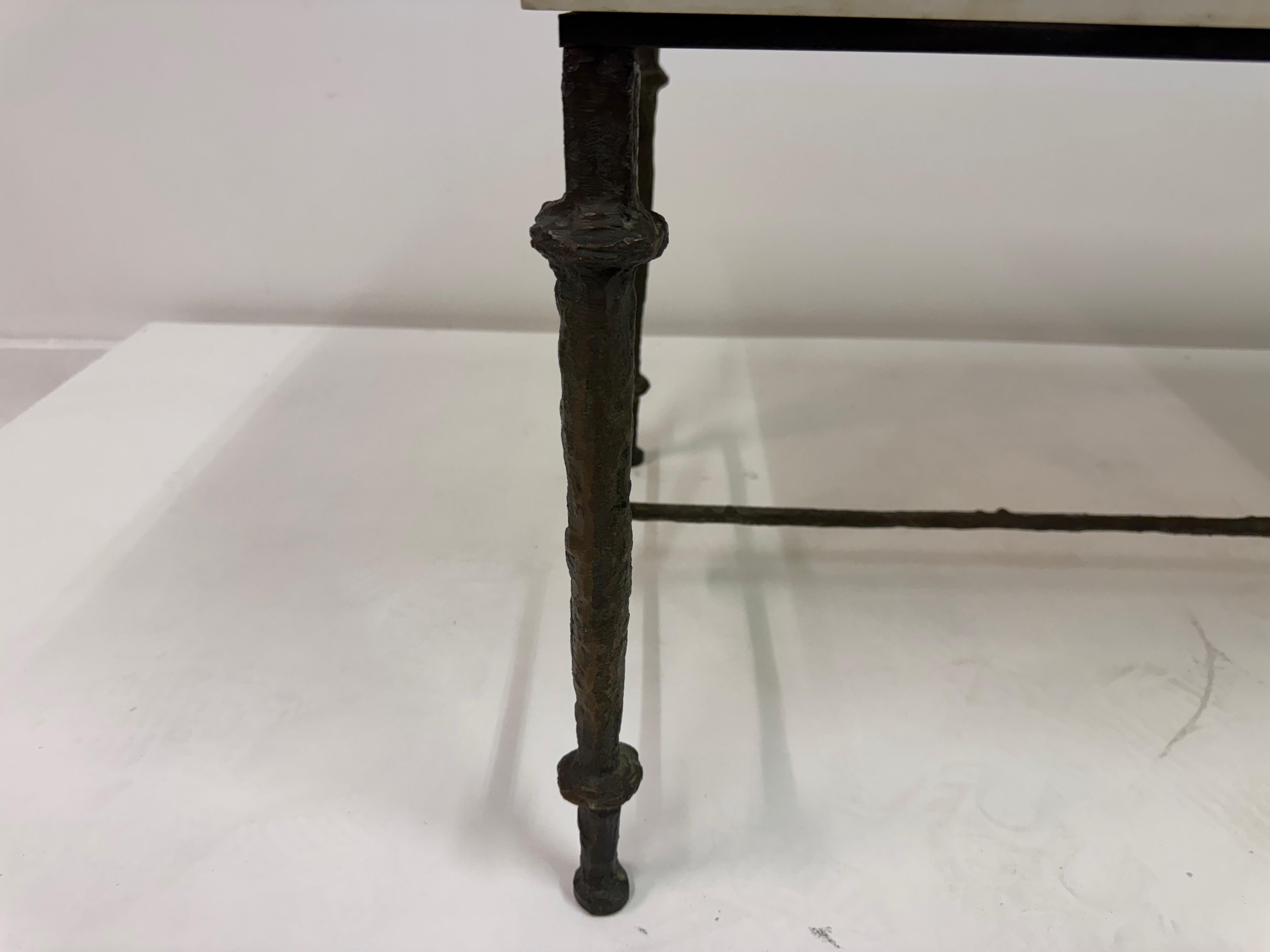 British Bronze and Marble Coffee Table in the Style of Giacometti For Sale
