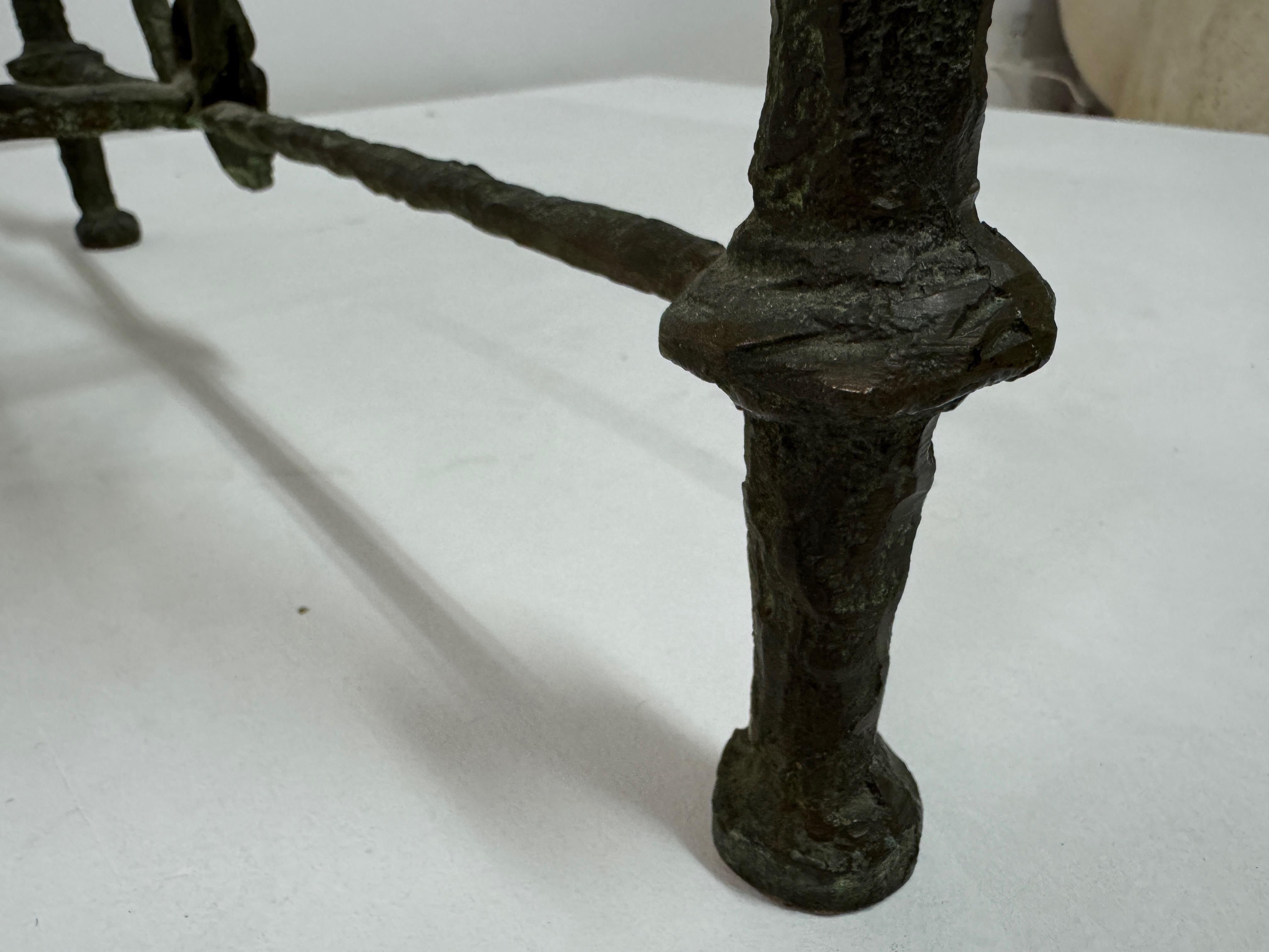 20th Century Bronze and Marble Coffee Table in the Style of Giacometti For Sale