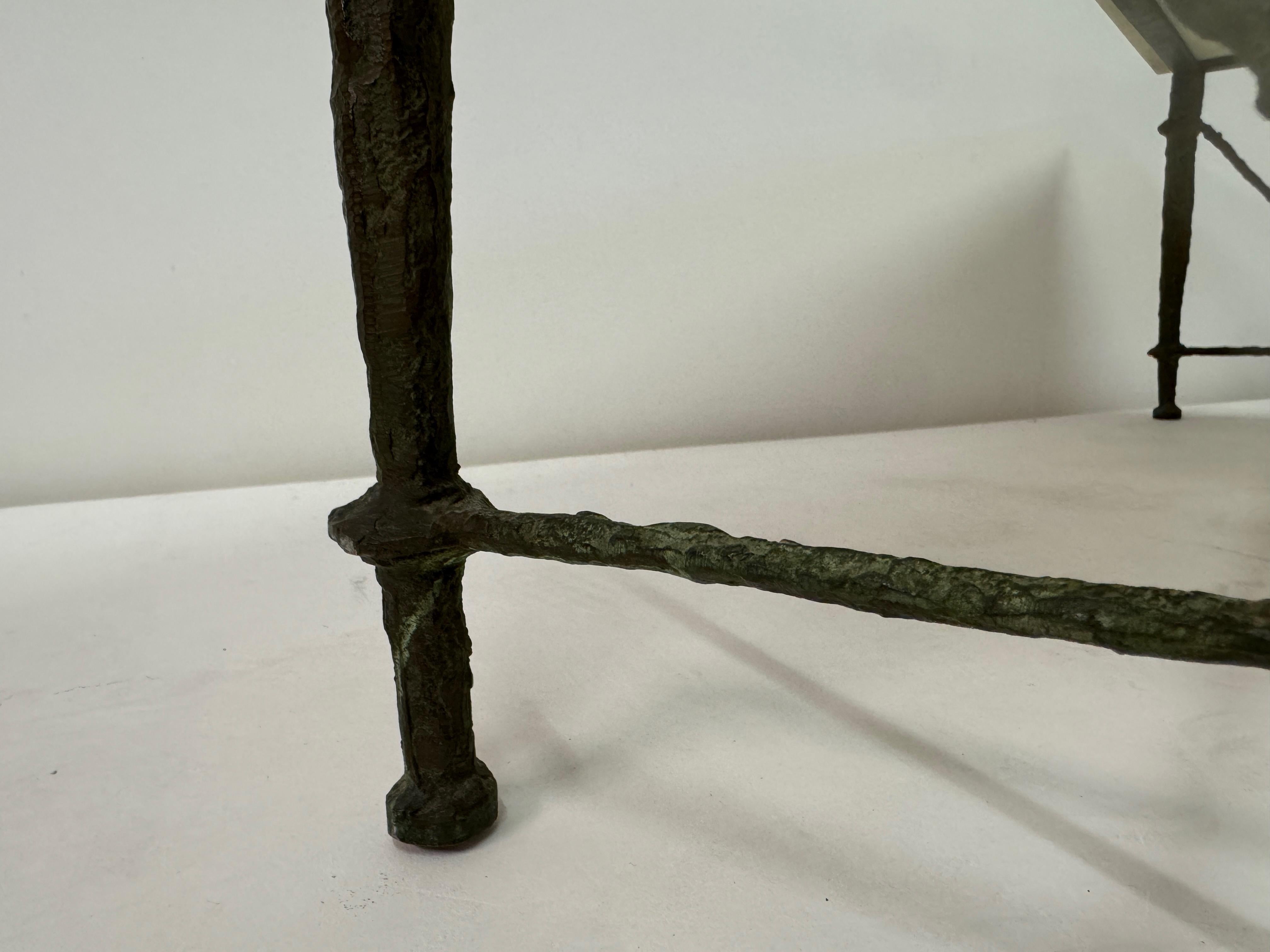 Bronze and Marble Coffee Table in the Style of Giacometti For Sale 4